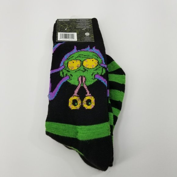 Rick and Morty 2 Pack socks Psychedelic Alien Striped - Picture 4 of 7